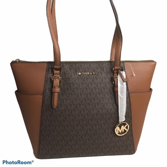 Michael Kors Charlotte Brown Tote NWT - Picture 1 of 9
